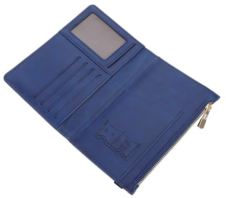 SUPVOX Pu Passport Cover and Cardholder, Rfid Protective Travel Document Holder Storage, Short Navy Wallet for Secure Passport and Card Organization