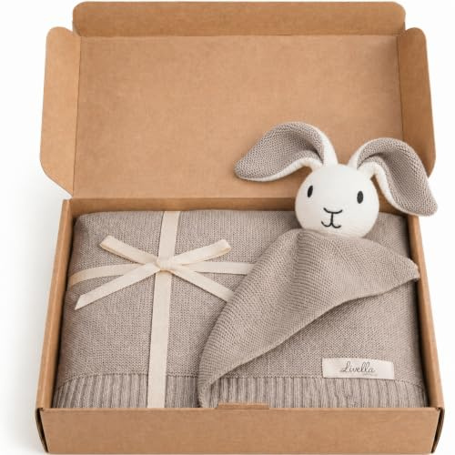 Livella 2-in-1 Babydecke & Kuscheltuch Hase – 75x100 cm, 100% Bio-Baumwolle | mit Geschenkbox, Babydecke, Kuscheltuch & Kuscheltier in einem, weich, atmungsaktiv, GOTS & OEKO-TEX 100 zertifiziert