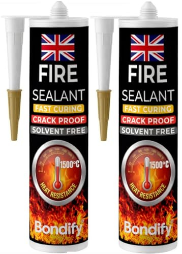 Black Fire Cement for Wood Burning Stove High Temp. Silicone (Up to 1500C) | 2 x 300ml SOLVENT FREE High Temperature Silicone Sealant for Open Fire, Stoves, Fireplaces, Ovens, Chimneys, Grills, Furnace