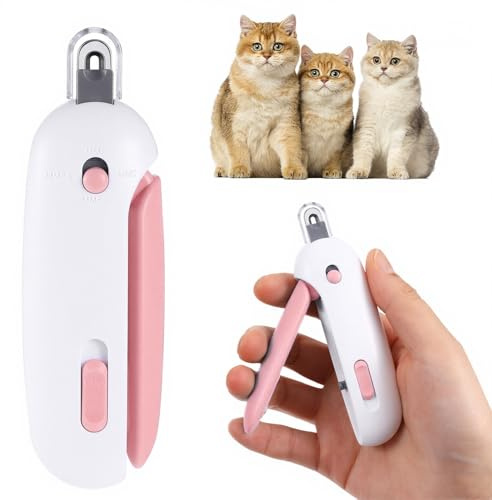 Safe Cat Nail Clippers with Adjustable Trimming Hole – Anti-Splash Claw Cutters with Hidden Nail File, Safe Toenail Trimmer for Kittens & Indoor Cats, No-Stress Grooming Tool