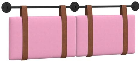 Goyphonic Hängevorderseite Wandmontiert Rosa Antikes PU gepolstert 150 x 55 x 5 cm modernes Kopfteil mit Metall und Holzwerkstoff für Schlafzimmer Komfort und platzsparendes Design