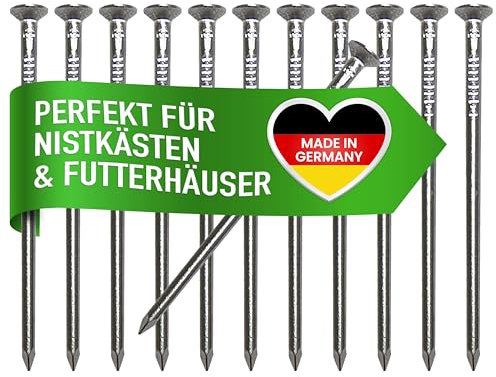 Gardemics Aluminium Nägel für Nistkästen & Futterhäuser - Perfekt für eine baumfreundliche und ungefährlicher Befestigung - Inkl. Gratis E-Book - 12 Stück 4,5x80 mm