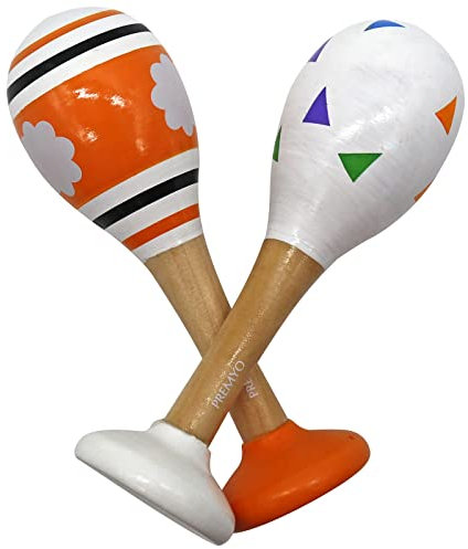 PREMYO Rassel Baby Musik Spielzeug - Holzspielzeug Maracas Babyspielzeug - Dreiecke Streifen Bunt