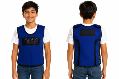 Sentire-Sensory UK – Blue Adjustable Weighted Vest – Compression Vest – For Kids Aged 10-12 (L)
