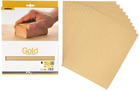 Mirka Gold Schleifpapier Schleifbögen / 230x280 mm/Korn P80 / 10 Stk/Zum Schleifen von Gips, Spachtel, Spanplatten, Holz, Lack
