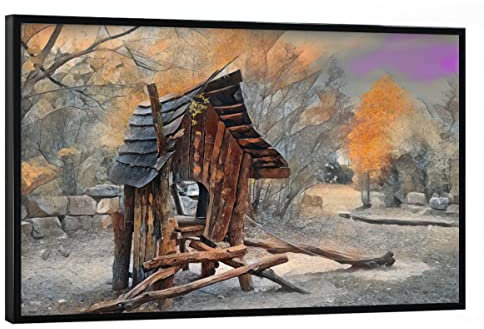 artboxONE Poster mit schwarzem Rahmen 75x50 cm Natur Das Holzhaus - Bild holzhaus Herbst herbstlaub