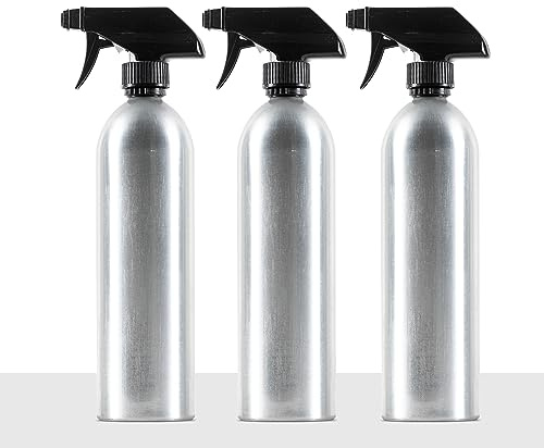 Aluminum Empty Spray Bottles (3 Pack) 16oz - Matte Black Metal Aluminum Refillable Spray Bottle, Cleaning Solution, Hair, Plants, Gardening, BBQ Grilling, Restaurants (New Updated Sprayers)