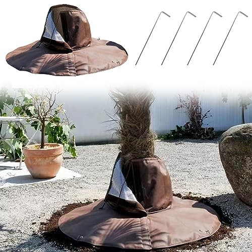 DAZZTIME Protezione delle Radici delle Piante,Protezione Invernale per Piante,Telo Piante Inverno con Coulisse,Doppio Isolamento,per Protezione Protezione Piante dal Freddo