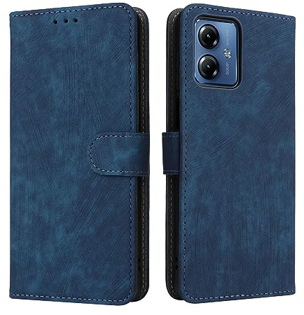 XINNI Carcasa para Motorola Moto G14 Funda, PU/TPU RFID Protect Cuero Magnético Estuche Flip Caso, Azul