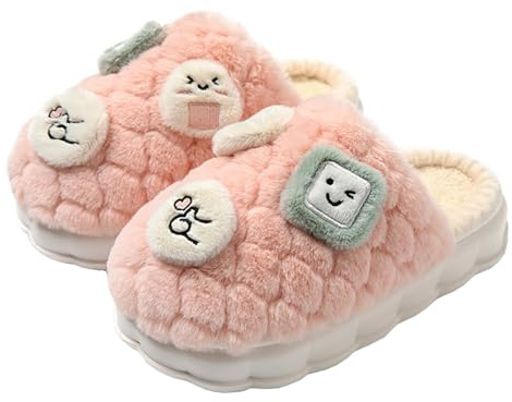 Thigies Chausson Femmes Pantoufle Hommes Hiver Confortable Duveteux Sans Glissement Chaussures Adulte, Rose, 38-39 EU