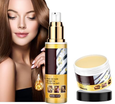 Dyceittdia 2pcs Cura dei Capelli al Collagene, 50ml Oli per il Trattamento dei Capelli e 100g Maschera per Capelli, Riparazione al Collagene, Migliora l'effetto Crespo e la Secchezza, hair mask (03)