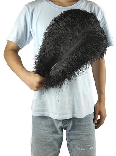 PEKNUX 2 Stück 45-50 cm Bunte Große Federn Straußenfedern Tischblumendekoration Straußenfedern Schwarz