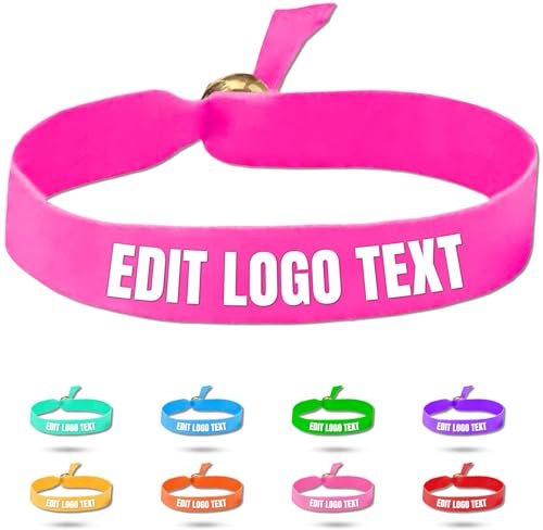 Zkgiftsdz Braccialetti di Panno Personalizzato per L'evento e le Feste, Braccialetti di Tessuto Personalizzati con il Testo ed i Braccialetti di Identificazione Dell'ammissione di Logo