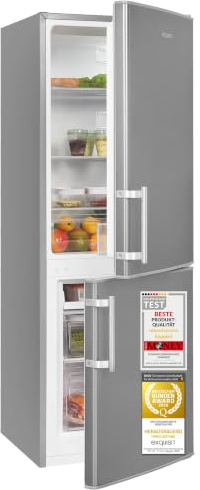 Exquisit 173 l Kühl-Gefrierkombination - Kühlschrank mit Gefrierfach, Inox