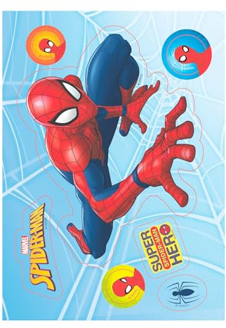 Dekora - Essbare Waffel Silhouette mit Spiderman Design - A5 Tortendekoration - Ideal für Geburtstage und Feiern 14,8x21cm