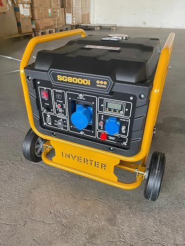 Stromgenerator Sinco SG8000i, Inverter, 7500 Watt, Stromerzeuger, Notstromaggregat, 14 PS 4-Takt-Benzin-Motor, 2x230V, Baustelle, Garten, Outdoor, Reise, Campaing, konstante Stromversorgung, 20 Liter