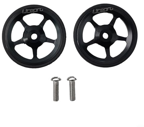 60mm Aluminum Alloy Easy Wheel with M6 Bolt for Brompton Folding Bike Spare Parts, Replacement Easy Wheel Rack Accessories(black)