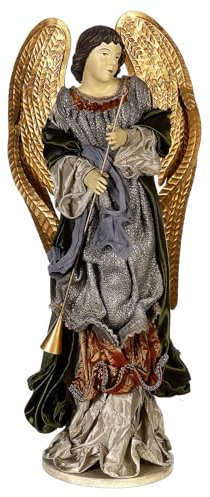 Holyart Angelo Celebration con Tromba 60x25x20 cm Resina e Stoffa