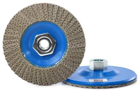 HOMESOM Disco abrasivo a lamelle da 11,4 cm, grana 60 con mola abrasiva 5-8/11, ruota lamellare per vetro, pietra, granito, calcestruzzo
