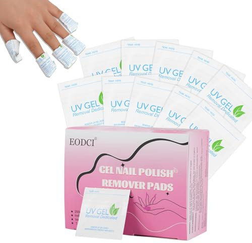EODCI 200 Stücke Nail Polish Remover Wraps Pads, Nagellack Remover Wraps, UV Gel Nagellackentferner Nagel Folie Soak Off Gel Polish Remover Pads Acryl Nagellack Entferner Tücher