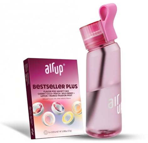air up water bottle (22 oz) for school, sports, gym | includes 5 scent pods & straw | flavored bottle in hot pink – also for kids, boys, girls | no calories, sugar-free and suitable for carbonation
