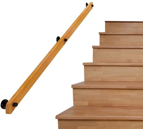 Holz-Leiter für Treppenhaus, modernes Geländer mit Wandhalterung, Sicherheits-Haltegriff, für Innen- und Außenbereich, Handgeländer für Stufen, Korridor, Stützstangen, 1,8 m Länge