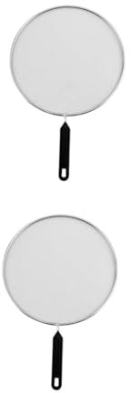 Cabilock 2pcs Stainless Steel Fine Sieve Kitchen Gadget for Baking Frying Pan Splatter Guard