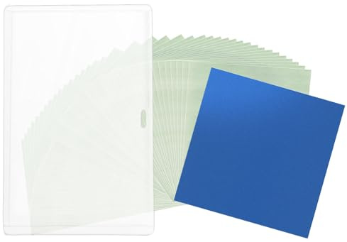 Tinoaly 32 Blatt Sonnendruck Papier, 10 cm Quadratisches Cyanotypie-Papier mit A6-Cyanotypie-Ordner Hochempfindliches Solaraktiviertes Druckset für DIY-Kunsthandwerk Bastelprojekte für Kinder
