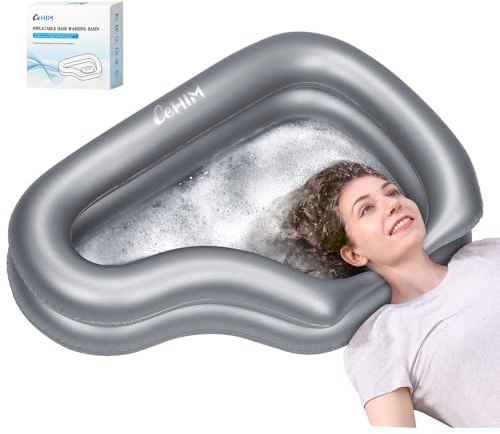 Bacino gonfiabile portatile per shampoo, ciotola per lavare i capelli, per disabili, per uso domestico (argento)