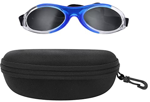 QANYEGN Dog Sunglasses Small Breed, Dog Eye Sun Light Protection, Dog Goggles Eye Wear Protection with Adjustable Strap for Small Dog (Blue Gray)