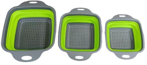 Juego de colador plegable de 3 piezas para la cocina, colador de silicona plegable, colador de pasta, respetuoso con el medio ambiente, no tóxico, fácil de limpiar