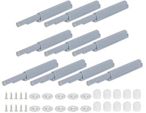 QUARKZMAN Stötdämpare med mjuk stängning, 10 push to open stötdämpare för magnetisk skåpdörr dörröppnare, för skåpdörrar, kök, garderob, grå