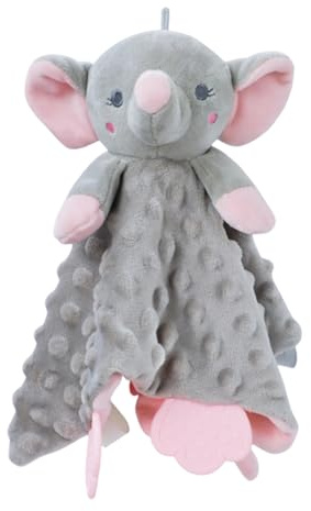 Baby Schnuffeltuch, Schnuffeltücher Kleinkinder Spielzeug, Baby Schmusedecke, Kuscheltuch für Neugeborene, Komfortabel Schmusetuch, Kuscheltier für Jungen und Mädchen (Grau Rosa)