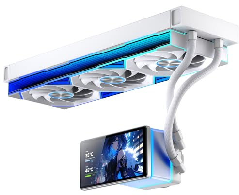 Jungle Leopard ProFlow Aio - Raffreddamento ad acqua con display LCD magnetico da 5,5 pollici, ALL-IN-One ARGB 2000RPM PWM Infinity, per ventola AM4/AM5& Intel LGA1851/1700 (360 mm, bianco)