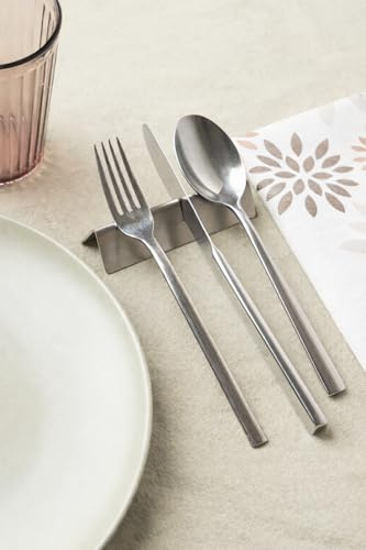 Set poggiaposate trinagolare da tavolo acciaio INOX, porta 3 posate inossidabile, Design Elegante, Idea Regalo per Mise En Place di lusso per ristorante forchetta, coltello e cucchiaio (Inox, 4)