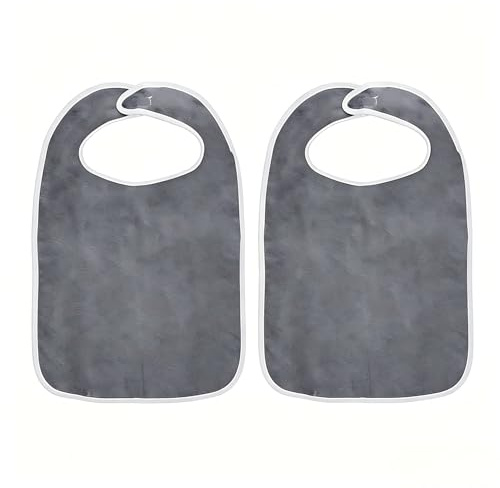 DigShambala Générique 2 Bavoirs pour Adultes Réutilisables avec Fermeture Velcro, Grand Bavoir Étanche et Lavable Protection des Vêtements pour Repas des Personnes Âgées et Handicapées