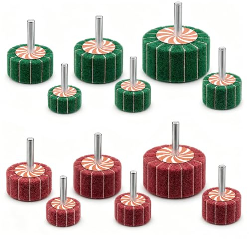 SGZIOO - 12 dischi abrasivi lamellari, 20/25/30/40/50/60 mm, in tessuto non tessuto, per pulire e rimuovere vernice e ossido, per trapano e smerigliatrice dritta (6 mm)
