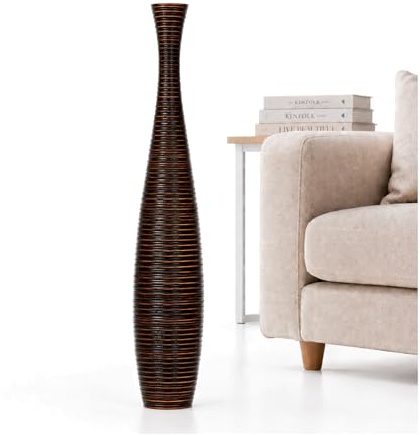 Leewadee Large Floor Vase 34 inches Mango Wood for Pampas Grass, Dried Flowers