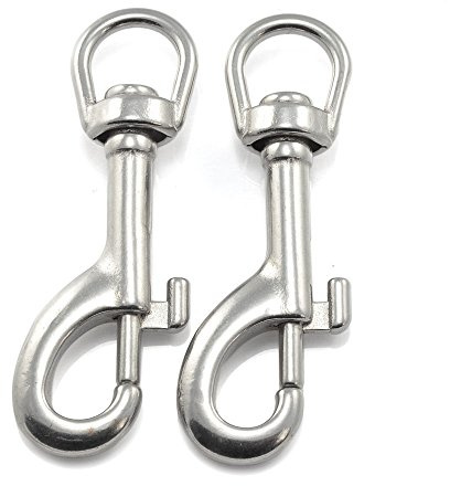 Ganzoo Wirbelkarabiner Karabiner-Haken mit Drehgelenk 81 mm, Bolzenkarabiner für Hunde-Leine und Paracord 550 Hundehalsband, rostfreier Stahl, Schnappverschluss Drehkopf, 2 Stück, Silber