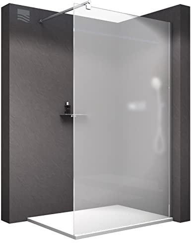BERNSTEIN Duschwand Glas Duschabtrennung Walk-In Dusche Nano ESG Echtglas Duschtrennwand EX101 Milchglas 130 x 200 cm