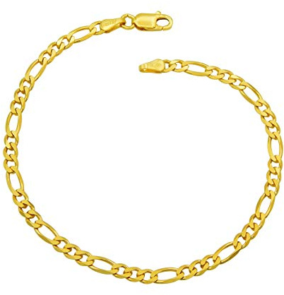 Damen Armband Figaro-Armband 925 Sterling Silber vergoldet 3,5mm breit Länge wählbar 17 18 18,5 19 20 20,5 21 22 cm Figarokette Gold Armkettchen Armkette