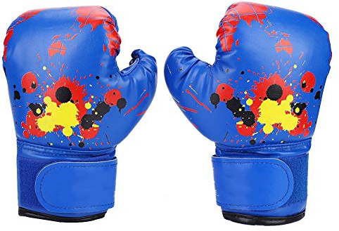 Boxningshandskar, tecknade PU-handskar, för MMA Muay thailändsk sparring, kickboxning, blå, 2–11 år