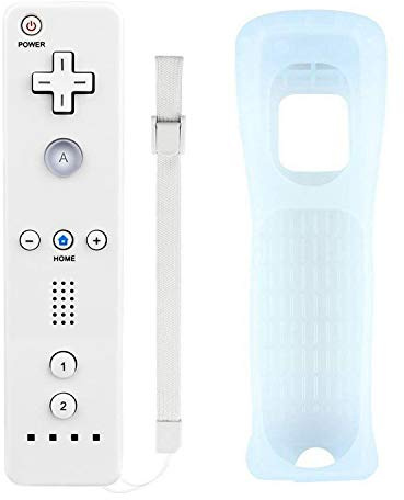 Atopoo Wii Télécommande , télécommande de jeu de remplacement pour Nintendo Wii / Wii U, avec étui en silicone gratuit et dragonne (blanc)