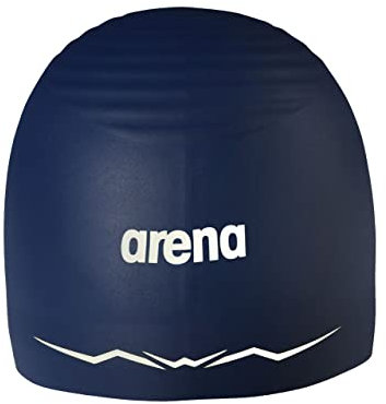Arena Aquaforce Schwimmkappe aus Silikon, für Damen und Herren, hydrodynamische Leistung, für Wettkampf, intensives Schwimmen, Marineblau, Größe L