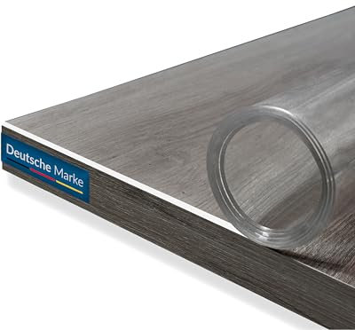 TEXMAXX Tischfolie transparent 2mm mit abgeschrägter Kante/Tischschutz transparent versch. Größen und Wunschmaß/Tisch Schutzfolie transparent/Folie für Tisch aus PVC - 80 cm x 120 cm