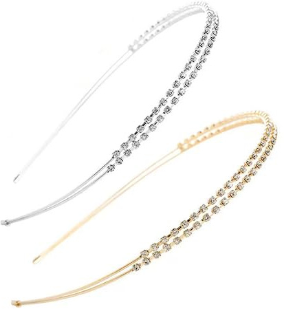 Qiwenr Diadema Con Pinzas Diadema Con Horquilla (Oro rosa+plata)