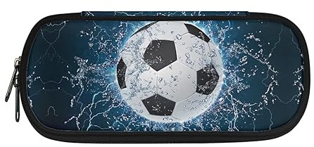 Belidome Großes Federmäppchen mit Reißverschluss, für Schule, Büro, Stifteetui, Aufbewahrungstasche, Fußball-Wasser, Einheitsgröße, Schulranzen-Set