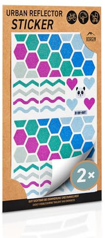Borgen Reflektor Sticker Aufkleber 2er Set - Für Fahrrad, Felgen, Helm - Reflective Sticker Set für Dunkelheit, Schule - Reflektoren Fahrrad Aufkleber