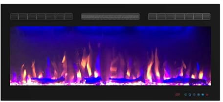 KAMINLICHT Elektrokamin Marly 36 (Einbaukamin) - elektrischer Kamin mit Heizung, Multicolor-LEDs & Knistereffekt - Kamineinsatz zum Einbau in die Wand, 1.500 W, 91,5x45x15 cm, Schwarz