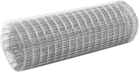 LAPOOH Drahtzaun Verzinkter Stahl 25x0,5 m Silbern, Maschendrahtzaun, Gartenzaun, Hühnerzaun, Hundezaun, Hasendraht, Draht Zaun 143616